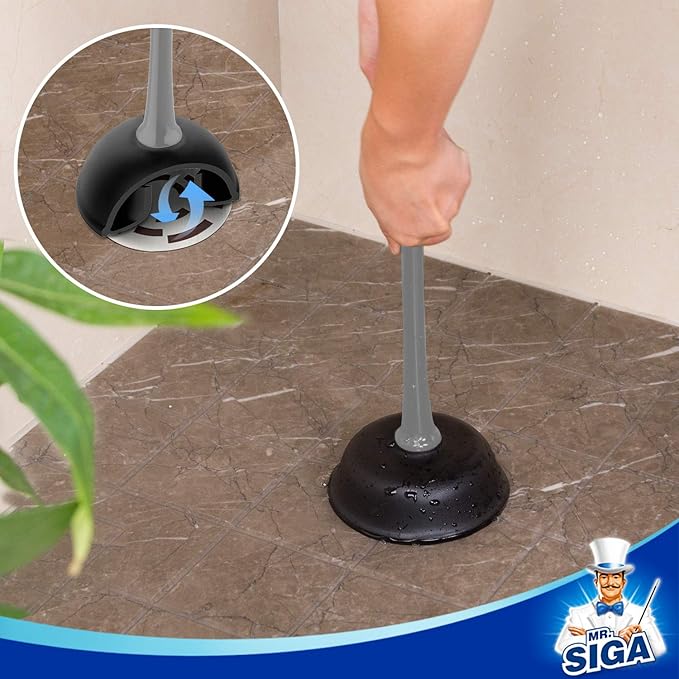 MR.SIGA Toilet Plunger and Bowl Brush Combo for Bathroom Cleaning, Gray, 1 Set