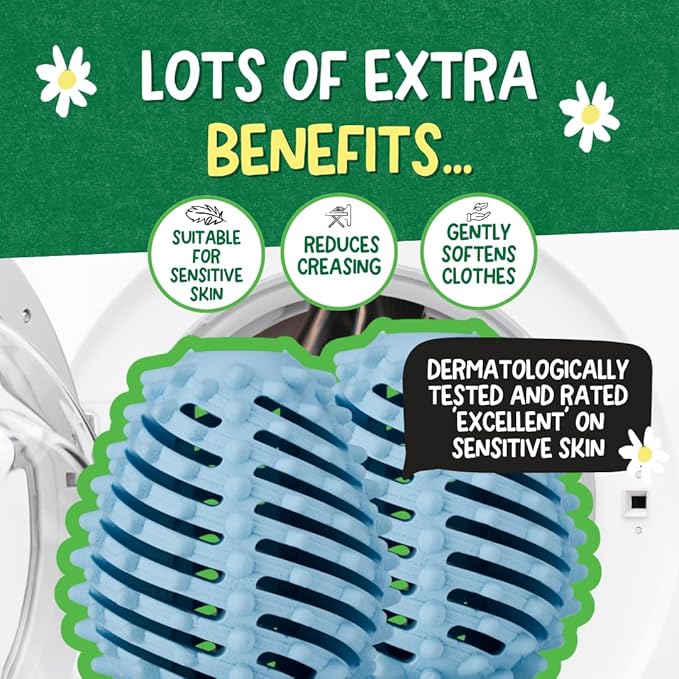 Ecoegg Dryer Balls – 2-Pack | Reduces Drying Time by Up to 28% | Replaces Wool Dryer Balls & Dryer Sheets | Softens & Freshens Laundry | Hypoallergenic | Fresh Linen Scent Boosters