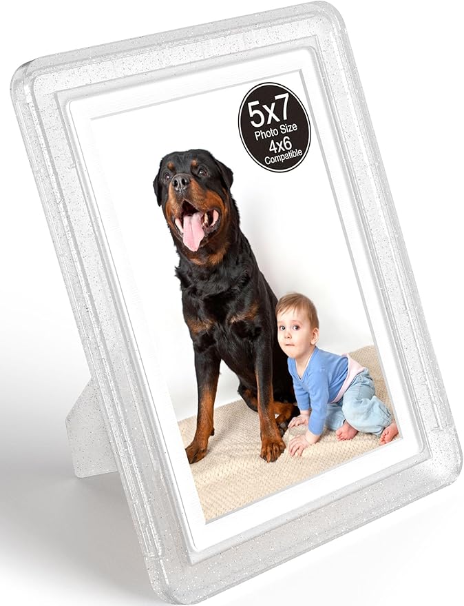 5x7 Picture Frame, Clear Acrylic Photo Frame with White Mat for 4x6 Photos, One-Piece Shatterproof Tool-Free Design, UV-Resistant Waterproof Tabletop Frame for Home Office Decor with 10-Year Warranty