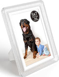 5x7 Picture Frame, Clear Acrylic Photo Frame with White Mat for 4x6 Photos, One-Piece Shatterproof Tool-Free Design, UV-Resistant Waterproof Tabletop Frame for Home Office Decor with 10-Year Warranty