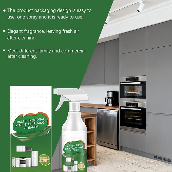 Multi-Purpose Enzyme Foam Cleaner, Kitchen Appliance Cleaner Spray, Heavy Duty Degreaser Stain Remove, Kitchen Heavy Duty Doaming Degreaser, for Household, Oven, Stove, Range Hood (2PCS)
