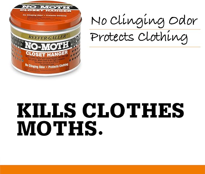 NO MOTH Closet Hanger Kills Clothes Moths, Carpet Beetles, and Eggs and Larvae