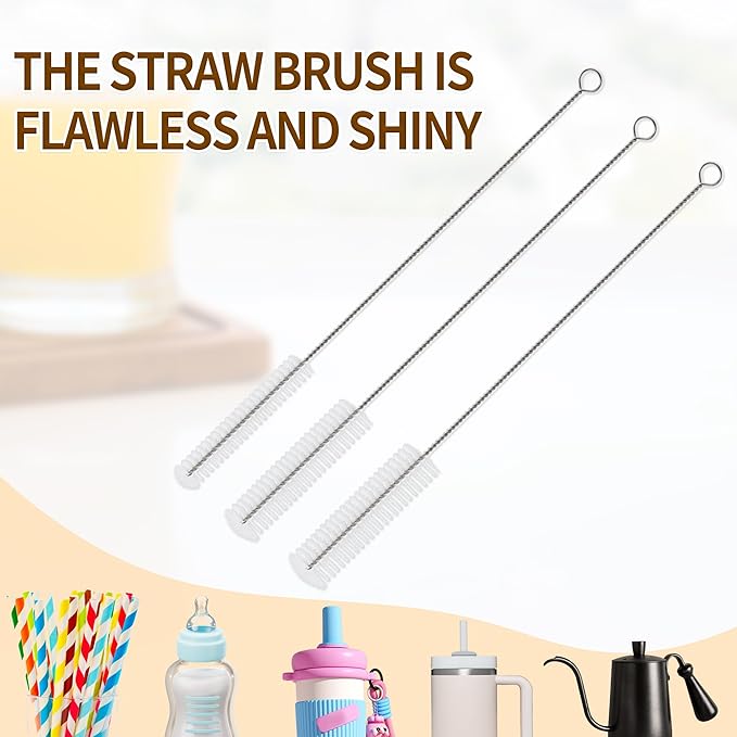 Bottle Brush Cleaning Set Includes 4 Straw Cleaning Brushes, 2 3-in-1 Multi-Function Portable Travel Cup Lid Crevice Brushes, Straw Brushes, and Household Kitchen Cleaning Tools
