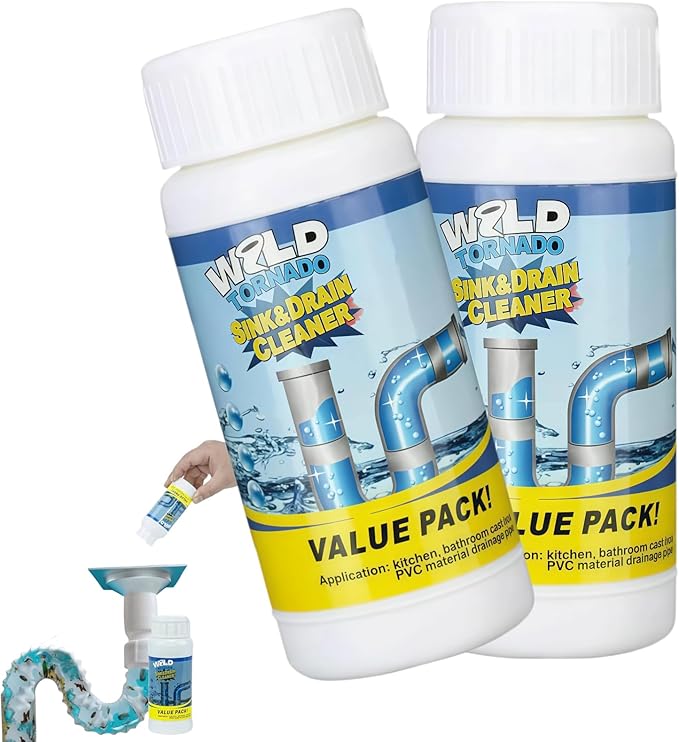 2026 New Wild Tornado Drain Cleaner, Toilet Clogged Drain Solution, Drains Foam Cleaners, for Kitchen Toilet Pipeline Quick Cleaning Tool (2PC)