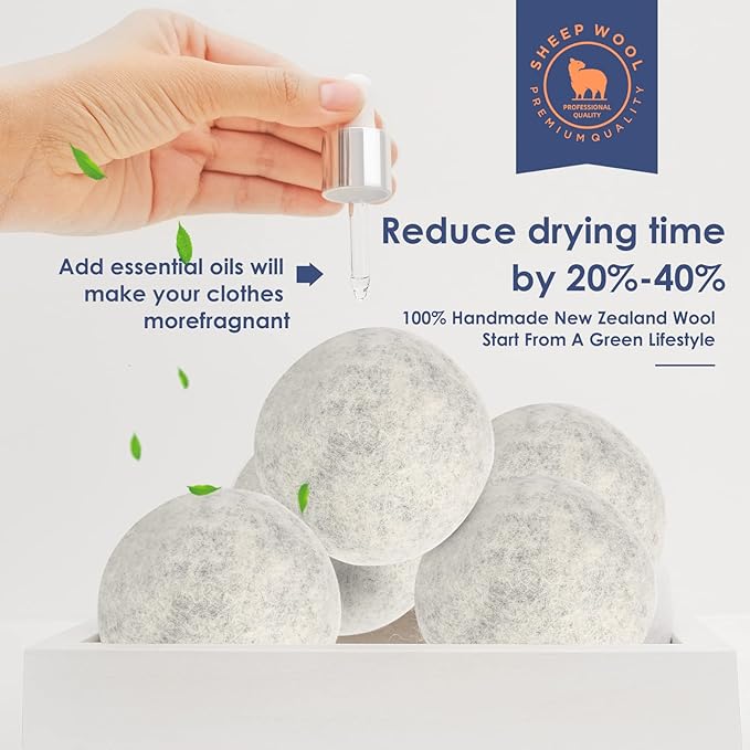 Wool Dryer Balls Handmade 3 Pack XL,Organic Laundry Dryer Balls,100% New Zealand Wool Natural Fabric Softener,Reusable 1000 Loads,Wrinkles Free, Shorten Drying Time,Baby Safe (3 Pack XL,Gray)