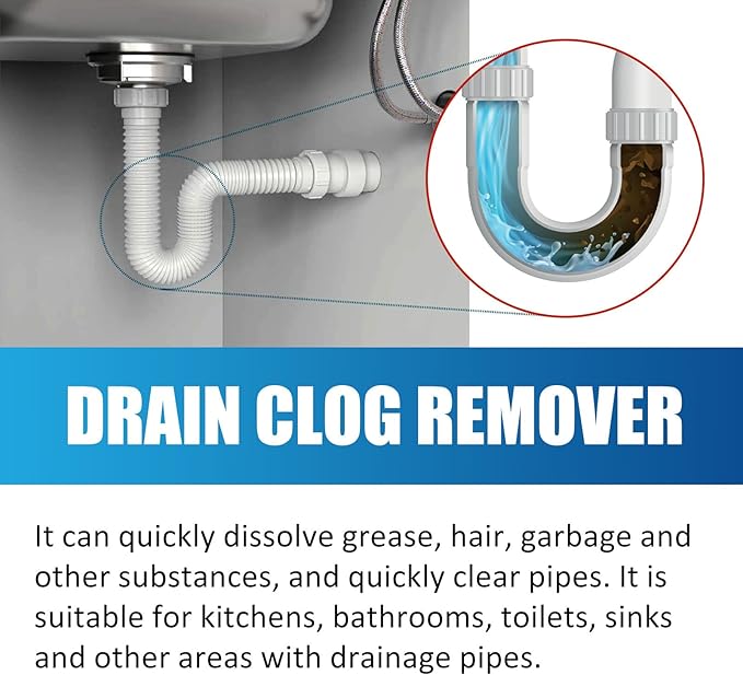 Powerful Pipe Dredging Agent,Pipeline Dredging Agent for Kitchen and Toilet Pipelines,Kitchen Sink Drain and Pipe Cleaner,Drain Clog Remover (2PCS)