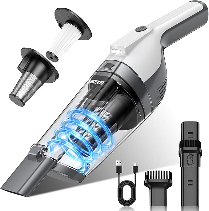 Handheld Vacuum Cordless, 15000PA Powerful Suction Hand Held Vacuum Cleaner, Car Vacuum Portable Cordless with Large-Capacity Dust Bin & LED Light, High Power Dust Busters for Home, Car, Office, Pet