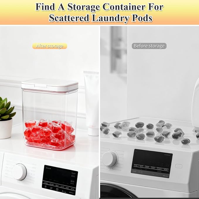 Gute Laundry Pod Holder with Lid - 186oz Sealed Automatic Pop-Up Dispenser, Laundry & Dishwasher Pods for Laundry Room Organization-5.5L