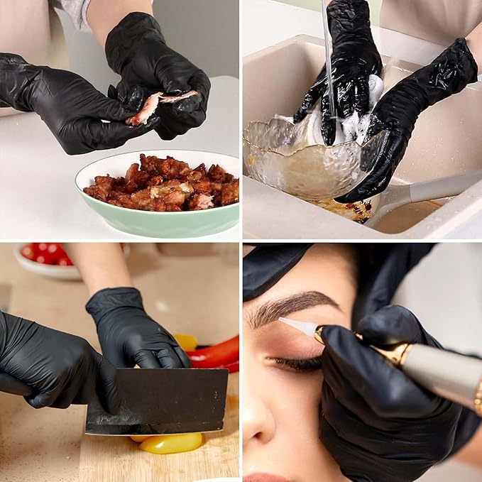 Nitrile Disposable Gloves, Latex-Free & Powder-Free, Ideal for Cleaning, Food Prep and Household Use