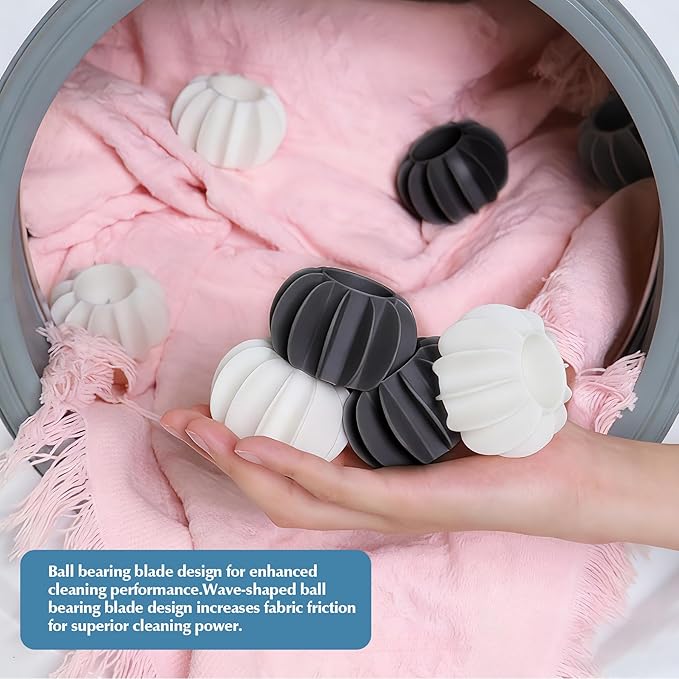4Pcs Ech.Apr Reusable Laundry Balls, TPR Washing Machine Cleaner Ball, Anti-Tangle Washer Dryer Accessory