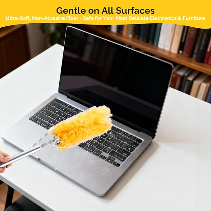 AIDELY 6 FT Extendable Duster Handle with 20 Pcs Refills, Heavy Duty Starter Kit Compatible with Swiffer, Disposable Microfiber Dusting Pads for Ceiling, Fan, Window & Hard to Reach Areas Cleaning