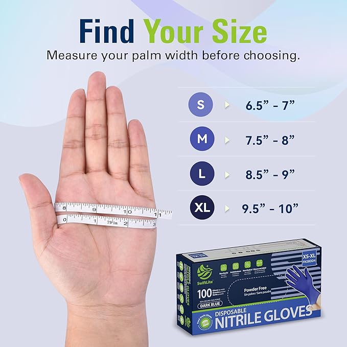 Disposable Nitrile Gloves, Food Safe, Latex-Free Powder-Free, Kitchen Rubber Gloves for Cooking and Cleaning