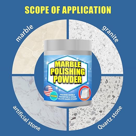 Marble Polishing Powder & Compound - Granite Countertop Polish, Etch & Scratch Remover, Stone Cleaning Powder & Cleaner for Marble Polish & Restoration - 8 oz