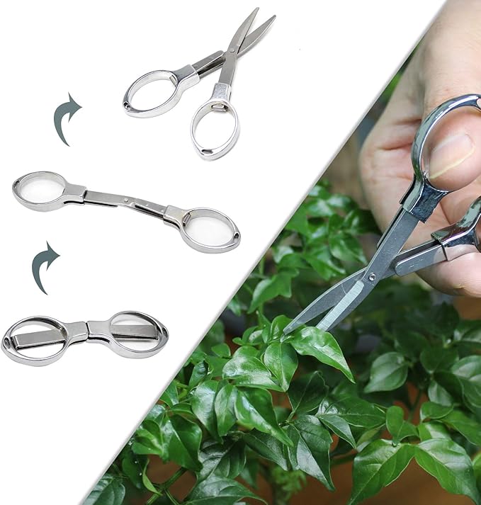 Bonsai Set 8 PCS-Mini Gardening Tools Kit for Indoor Outdoor Bonzai Include Pruner, Fold Scissors, Mini Rake, Tweezers, Cleaning Brush