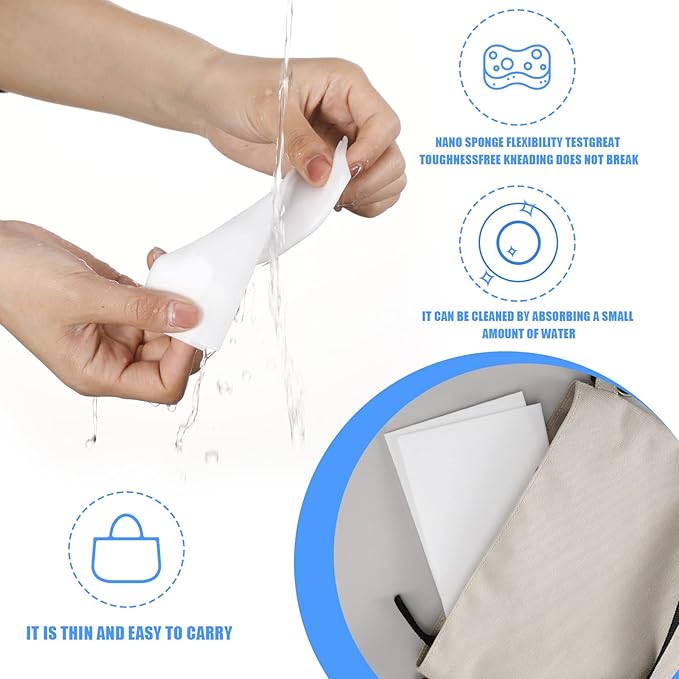 Sawysine 100 Pack Eraser Sheets Sponge Disposable Thin Cleaning Melamine Sheets Foam Sponge Pads Home Eraser Wipes for Kitchen Shoe Furniture Bathroom Shower Cleaner