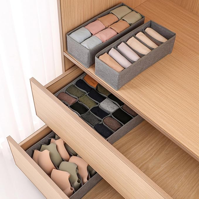 Dresser Drawer Organizer 8 Pack Clothes Underwear Sock Storage Dark Gray Drawer Dividers Blue Foldable Closet Organizer Storage Box Dresser Drawer Organizers