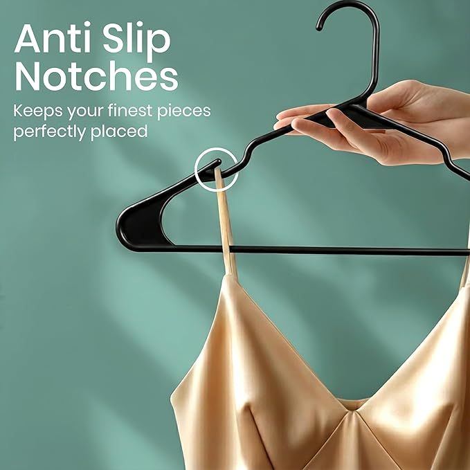 Utopia Home Plastic Hangers 200 Pack - Perfect Space Saving Clothes Hanger - Durable and Strong - Perfect Closet Organizers with Shoulder Grooves (Black)