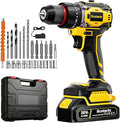 20V Cordless Brushless Drill Driver (3/8") - 24-Piece Compact Kit, 70Nm High Torque, 2.0Ah Li-Ion Battery for Home DIY & Apartment Repairs, Furniture Assembly