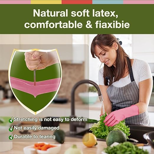 Cleaning Gloves Dishwashing Gloves - 5 Pairs Kitchen Dish Gloves Colorful Rubber Reusable for Household Washing Dishes Cleaning Gardening, Non-Slip for Women Men Small