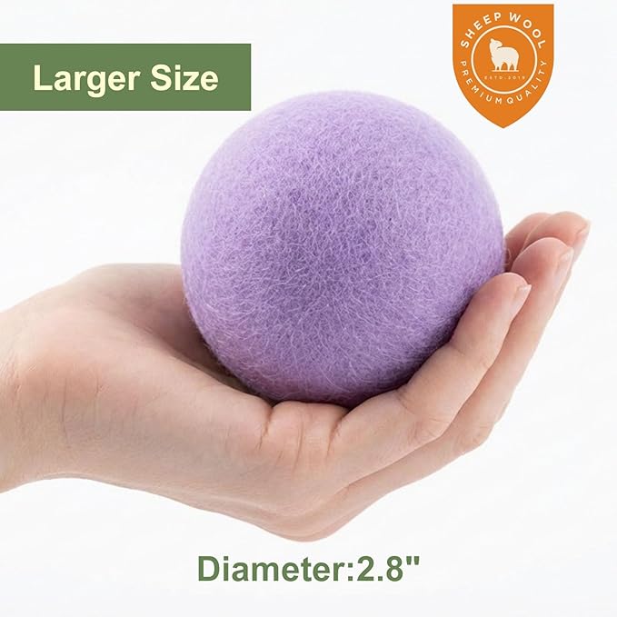 Wool Dryer Balls 3 Pack XL, Natural Fabric Softener New Zealand Wool，Handmade Organic Laundry Dryer Balls, Reusable 1000 Loads,Wrinkles Free, Shorten Drying Time(3 Pack, Colorful）