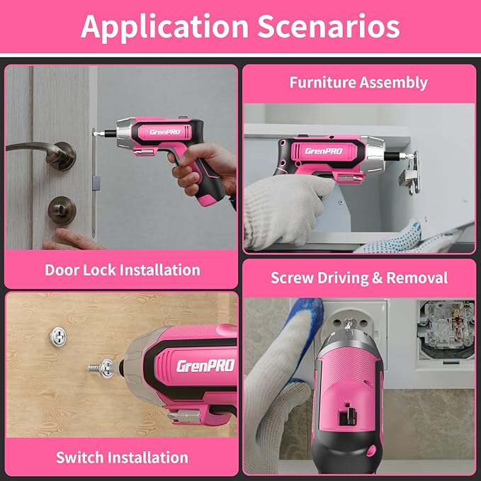 4V Electric Screwdriver Rechargeable 29pcs, Cordless Screwdriver, USB Small Power Screwdriver Set with Bits, Pink, Ideal for Home Repairs