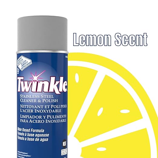 Diversey 991224 Twinkle Stainless Steel Cleaner & Polish, Removes Tarnish from Brass, Aluminum & Chrome, Lemon Scent, Aerosol Spray, 17-Ounce (Pack of 12)