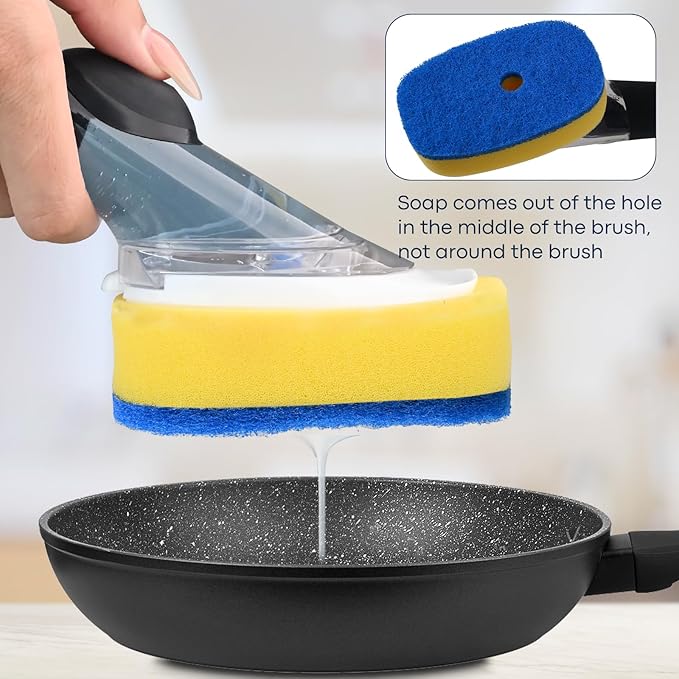 Sponge Brush Refills for OXO Dish Brush, 6 Pack Soap Dispensing Dish Refills, Scrub Replacement Head for Scrubber, Sponge Replacement Head Fits Soap Dispensing Handle
