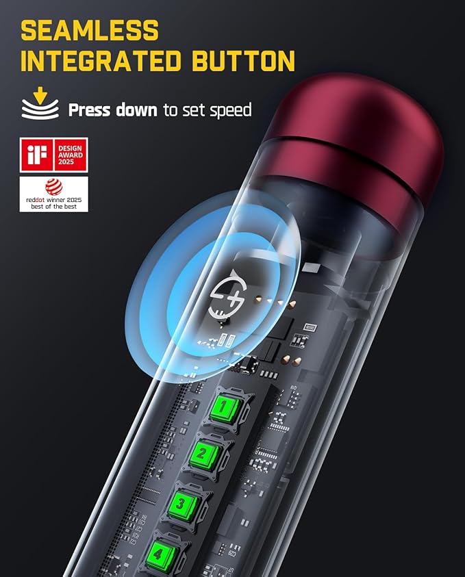 Fanttik F2 Master Mini Cordless Rotary Tool Kit, NeoPulse Motor, 5 Speed, 25000 RPM, Revostor Hub, 35 Accessories, Engraving Pen, for 3D Printer Sanding, Polishing, Drilling, Carving, DIY Crafts - Red