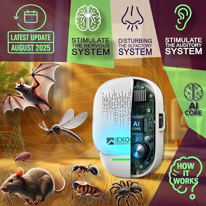 T-26, Ultrasonic Pest Repeller Wall Plug-in Most Effective Than Repellents - Get Rid of - Rodents, Squirrels, Mice, Rats, Bats, Roaches, Ants, Spiders, Bed Bugs, Мosquito, Insects, Fleas (2 Pack)