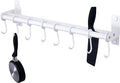 Dseap Pot Rack - Pots and Pans Hanging Rack Rail with 8 Hooks, Double Bars, Pot Hangers for Kitchen, Wall Mounted, White