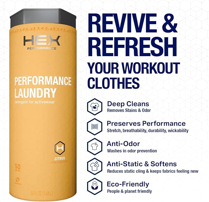 HEX Performance Laundry Detergent, Citrus, 100 Loads (Pack of 2) - Designed for Activewear, Eco-Friendly, Concentrated Formula