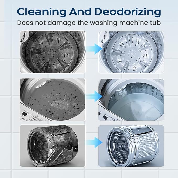 Washing Machine Cleaner Tablets, Deep Cleaning Descaler for Front & Top Load Washers, Clean Inside Drum and Laundry Tub Seal (1 box)
