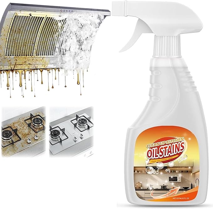 Kitchen Heavy Oil Cleaner, 237 ML, Multipurpose Oil Stain Remover, Kitchen Cleaner, Clean Kitchens Up Kitchen Oil Stains, Cleaning Spray for Home Chefs, for Appliances Countertops Range Hoods