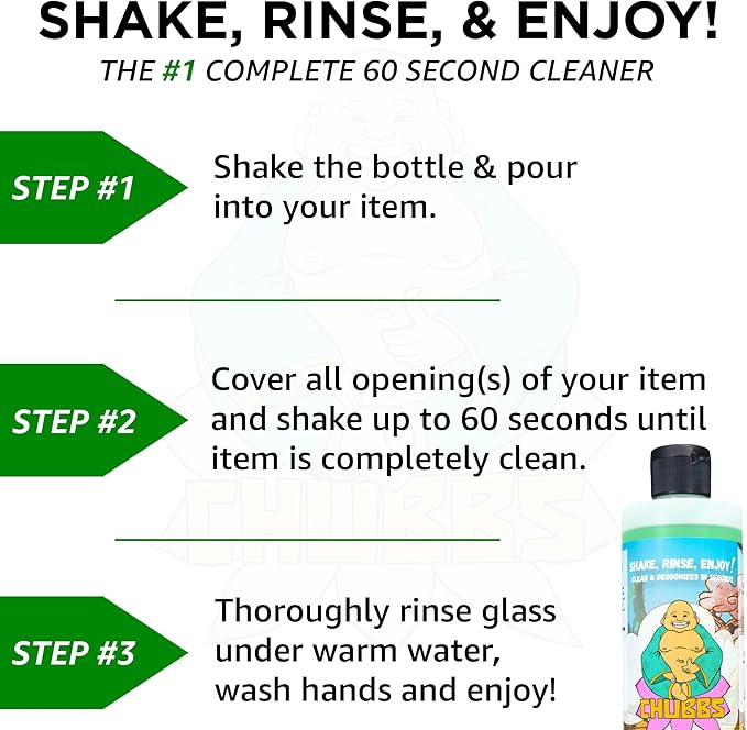 Chubbs Shake & Rinse Glass Cleaner - Cleans and Restores Within Minutes/Removes Tough, Hard-To-Reach Stains From Glassware | Perfect for Ceramic, Glass, & Metal | Restores Glass Back To New 16 Fl Oz