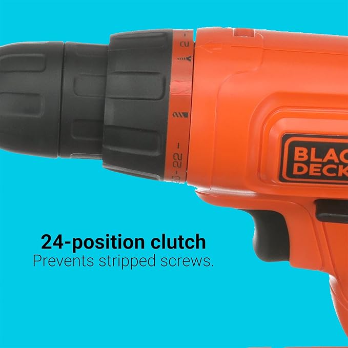 BLACK+DECKER 20V MAX* POWERCONNECT Cordless Drill Driver Kit with Drill Bit Set and Sockets, 100 pc. Tool Kit for Home, Battery and Charger Included ,Orange (BDC120VA100)