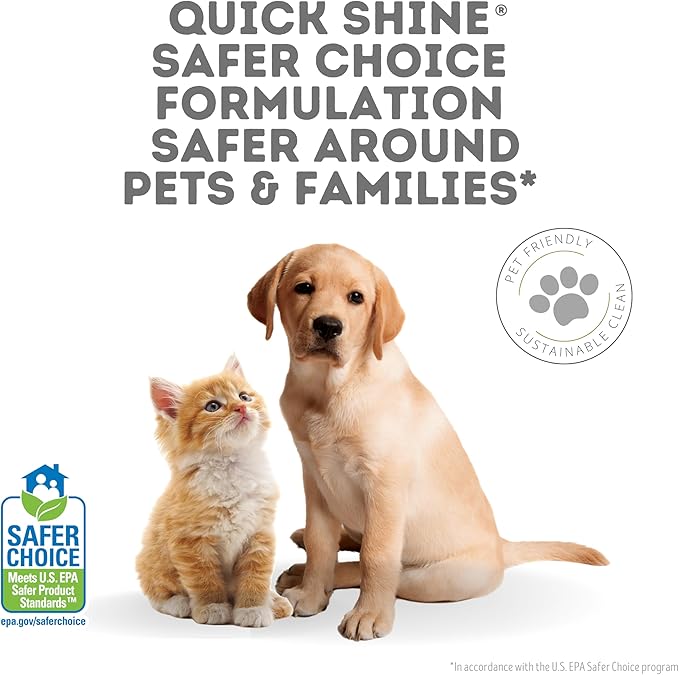 Quick Shine Plant Based Pet Floor Cleaner 27 oz, 2Pk | Ready to Use, Removes Dirt, Streak Free, No Rinse | Hardwood, Laminate, Luxury Vinyl Plank LVT, & Tile | Safer for Kids, Pets & Our Environment