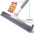 Floor Squeegee for Concrete Floors, 180° Rotating Silicone Broom, Squeegee for Floor with Long Handle and Dual-Sided Blade Design, Water and Pet Hair Remover for Bathroom Floors, Tile, Deck and Glass