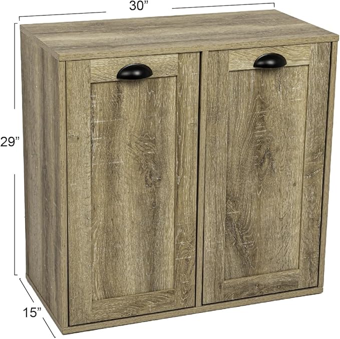 Household Essentials Laundry Sorter Cabinet, Oak Finish