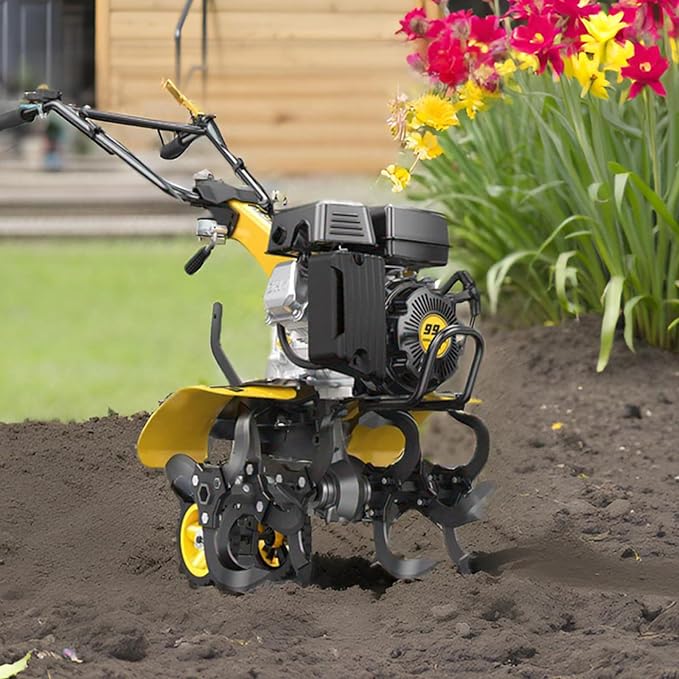 BLUBERY Tiller Cultivator,20” Heavy Duty Front Tine Tiller 3.0 HP & 4 Stroke 18 Sets of Blades,Suitable for Gardens and lawns,Digging, Reclamation,Root Removal, Weeds, Soil Cultivator etc