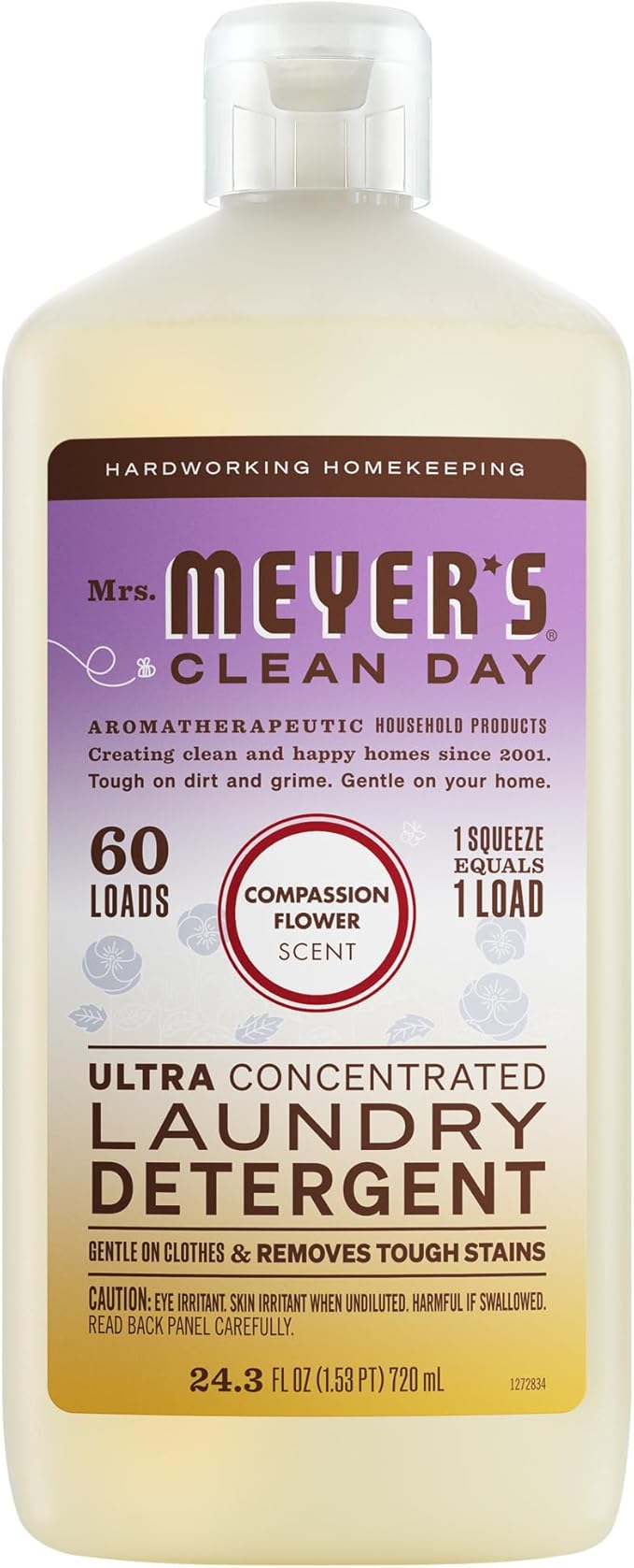 MRS. MEYER'S CLEAN DAY Ultra Concentrated Laundry Detergent, Compassion Flower Scent, 24.3 fl oz
