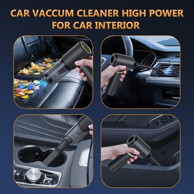 BSRCO Handheld Vacuum Cordless 4-in-1 – 12KPa Suction Car Vacuum, 30Min Runtime, 75dB Quiet, Hand Vacuum 1.25Lbs Lightweight, USB-C Charging, Washable HEPA Filter for Car, Pet Hair, Home