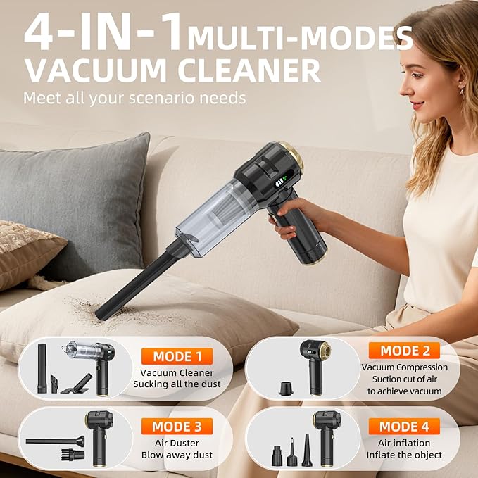 Handheld Vacuum Cleaner Cordless, 23000Pa Powerful Car Mini Vacuum Cleaner, Rechargeable Portable Lightweight dust Catcher for Home Car Carpet Stairs Pet Hair Deep Cleaning
