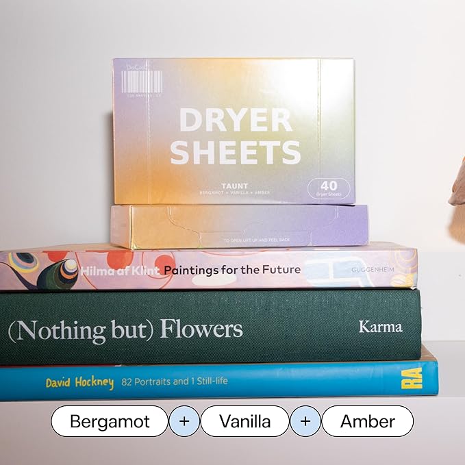 DedCool Dryer Sheets | 01 Taunt | 40 Count | Non-Toxic, Vegan Fabric Softener Sheets | Bergamot, Vanilla & Amber Scent | Softens & Freshens