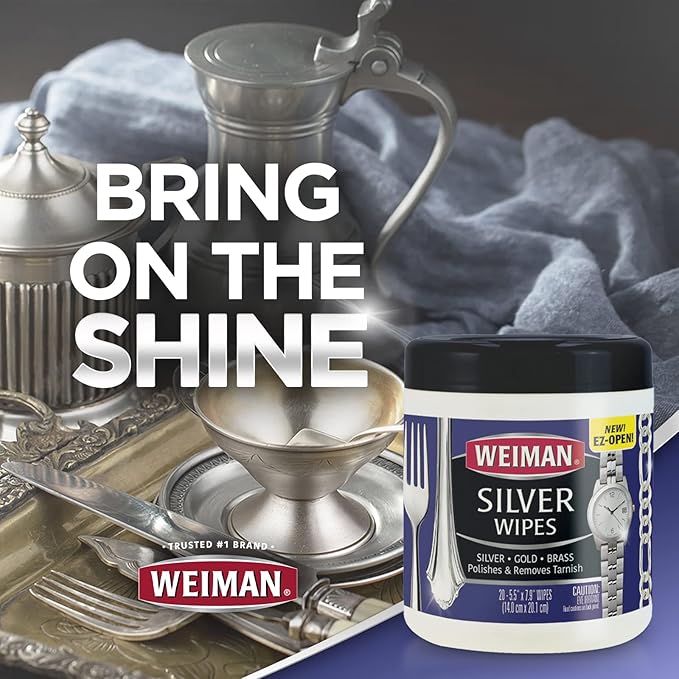 Weiman Silver Wipes - Jewelry Wipes 6 Pack - Cleaner and Polisher for Silver Jewelry Sterling Silver