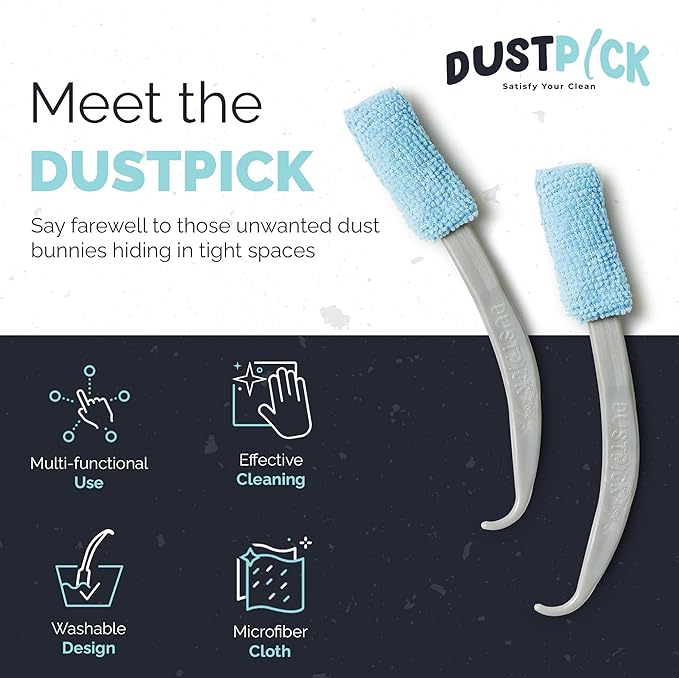 Reusable Microfiber Duster & Crevice Cleaning Brush | Versatile Cleaning Tools for Blinds, Window Tracks, Shutters, Baseboards, Kitchen Gaps | Microfiber Window & Space Cleaner (Pack of 2)