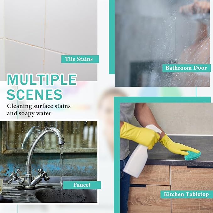 Baderke 4 Pcs Tub Tile Scrubber Cleaning Brush Pads (Without Handle) Compatible with Qaestfy Non-Scratch Scouring Pads Scrub Brush for Shower Bathroom Buildup Toilet Wall Floor(Green)