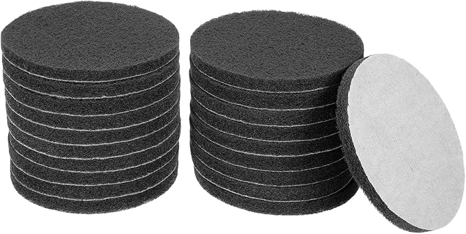 HARFINGTON 20pcs Scrubber Scouring Pads 800 Grits 5 Inch Drill Power Brush Hoop and Loop Surface Conditioning Disc Drill Scuffing Disc Scrub Pads for Home Kitchen Cleaning, Grey