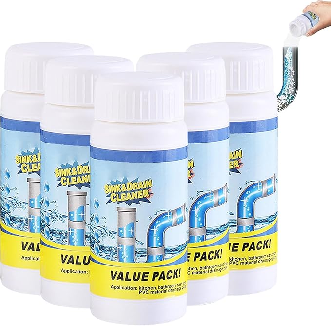2026 New Sink Drain Cleaner, Multi-functional Sink and Drain Cleaner Powder Cleaning, Drains Cleaner Foam Cleaner, Powerful Pipe Dredging Agent for Kitchen Toilet (5Pcs)