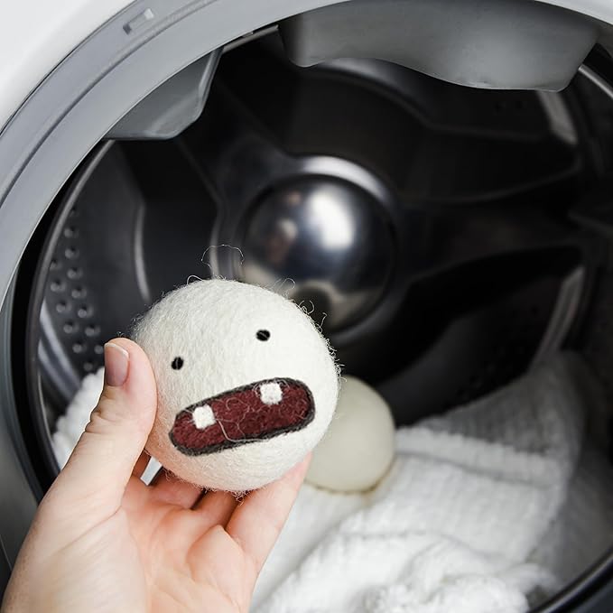 Woolbuddy Monster Dryer Balls (6-Pack) — Cute Handmade Wool Characters, Natural Fabric Softener, Eco-Friendly Gift for Families & New Homes