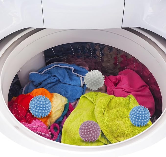 Laundry Balls, 4Pcs PVC Laundry Scrubbing Balls for Washing Machine, 2.5In Reusable Washer Laundry Dryer Balls for Reducing Clothing Wrinkles, Better Clean (4)